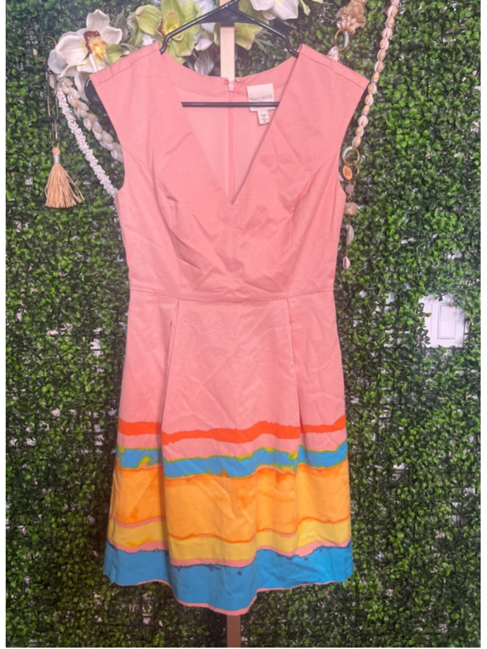 TRACY REESE x ANTHROPOLOGIE Pink Multicolor Mini Fit and Flare Dress Size Small - Picture 6 of 12